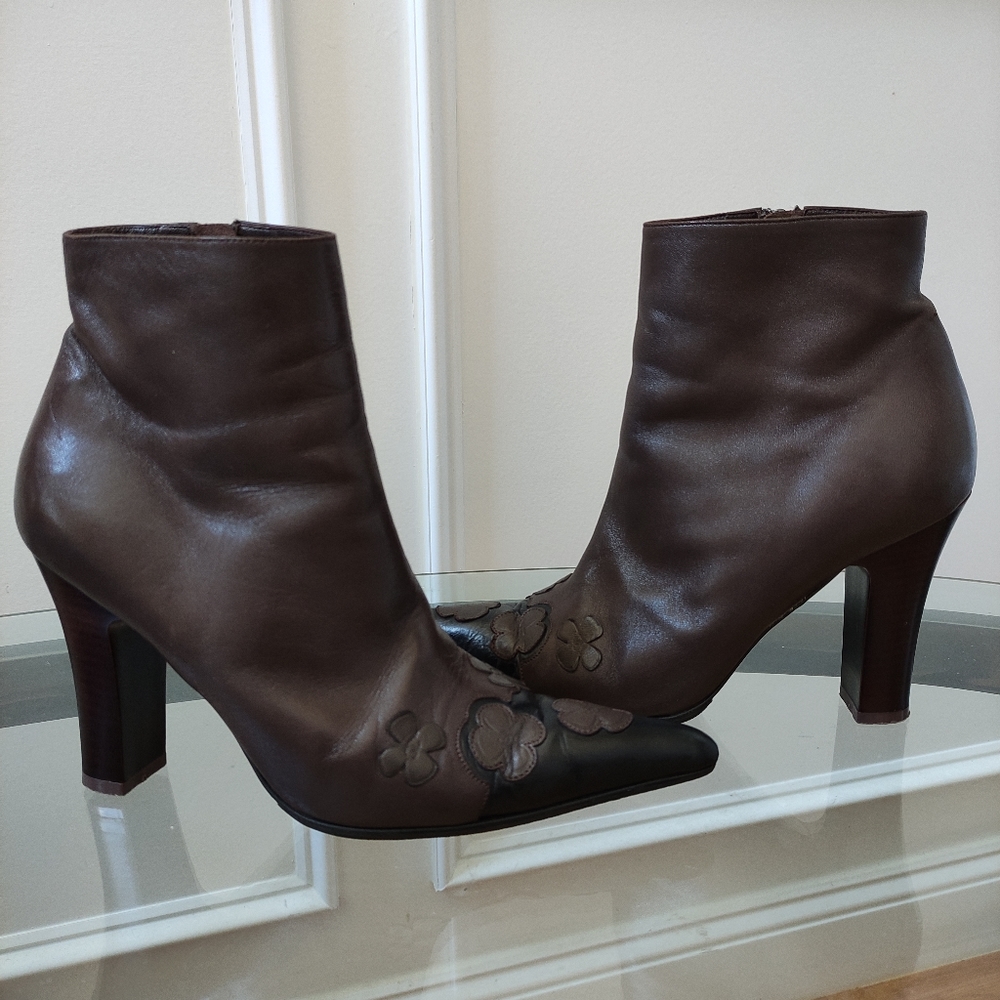 Chanel Floral Ankle Boots Heeled women's 38